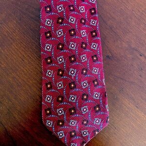 Robert Talbott Studio Hand Sewn Silk Tie Red Geometric Print | Made in USA | EUC